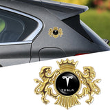 Tesla Double Lion Metal Car Rear Sticker Auto Window Emblem Badge Decal