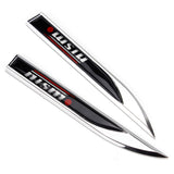 2pcs Nissan Nismo Logo Metal Car Sider Fender Sticker Emblem Badge