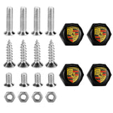 4pcs/set Porsche Logo Stainless Steel Car License Plate Bolts