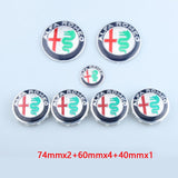 7pcs/set Alfa Romeo Car Front Rear Emblem Badge Auto Hub Caps Car Steering Wheel Sticker
