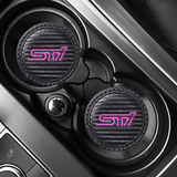 2pcs/set Subaru STI Carbon Fiber Car Water Coaster Non-slip Mat