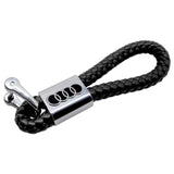 Audi Logo PU Leather Braided Rope Car Keychain