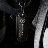 Mercedes Benz AMG Logo PU Leather Carbon Fiber Car Keyring