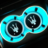 2pcs Maserati Logo Car Water Coasters 7-color LED Light Cup Mat Holder