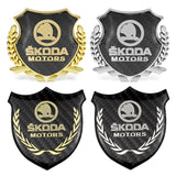 Skoda Metal Carbon Fiber Car Rear Sticker Shield Trunk Emblem Badge Decal