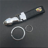 Cadillac Leopard PU Leather Car Keychain Key Ring Pendant