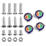 4pcs/set Alfa Romeo Logo Stainless Steel Car License Plate Bolts