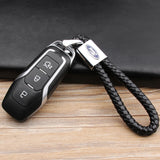 Ford Mustang Logo PU Leather Braided Rope Car Keychain