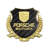 Porsche Metal Carbon Fiber Car Rear Sticker Shield Trunk Emblem Badge Decal
