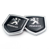 2PCS Peugeot Metal Car Rear Sticker Shield Trunk Emblem Badge Decal