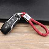 Ford Mustang Logo PU Leather Braided Rope Car Keychain