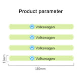 4pcs VW R Luminous Car Door Bumper Strip Anti-collision Protection Sticker