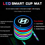 2pcs Hyundai Logo Car Water Coasters 7-color LED Light Cup Mat Holder