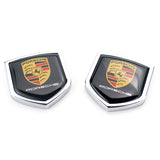 2PCS Porsche Metal Car Rear Sticker Shield Trunk Emblem Badge Decal