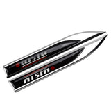 2pcs Nissan Nismo Logo Metal Car Sider Fender Sticker Emblem Badge