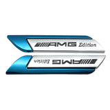 2pcs Mercedes Benz AMG Logo Metal Car Side Sticker Emblem Badge Decal Auto Body Decoration