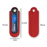 Ford Logo PU Leather Carbon Fiber Car Keyring