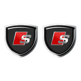 2pcs 39x39mm Audi Sline Shield Metal Car Window Sticker Emblem Badge Decal