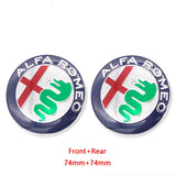 2pcs 7.4cm Alfa Romeo Car Front Hood Grille Sticker Auto Rear Emblem Badge Decal