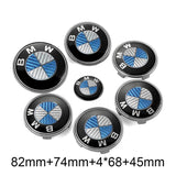 7PCS BMW 1 3 5 7 Series Car Front Hood Sticker Rear Emblem Badge Car Steering Wheel Sticker Wheel Center Hub Cap
