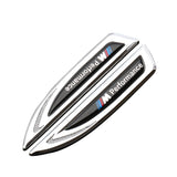 2pcs BMW M Performance Logo Metal Car Fender Side Sticker Decal Emblem Badge