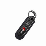 Audi Sline RS Logo PU Leather Carbon Fiber Car Keyring