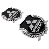 2PCS Mitsubishi Metal Car Rear Sticker Shield Trunk Emblem Badge Decal