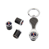 4pcs/set SAAB Logo Carbon Fiber Car Air Valve Stem Caps Auto Tyre Valve Covers with Wrench