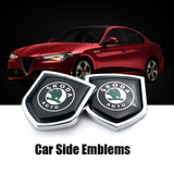 2PCS Skoda Metal Car Rear Sticker Shield Trunk Emblem Badge Decal