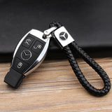 Mercedes Benz Logo PU Leather Braided Rope Car Keychain