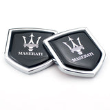 2PCS Maserati Metal Car Rear Sticker Shield Trunk Emblem Badge Decal