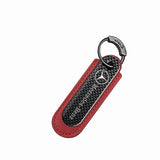 Mercedes Benz AMG Logo PU Leather Carbon Fiber Car Keyring