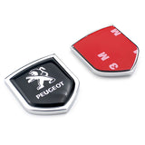 2PCS Peugeot Metal Car Rear Sticker Shield Trunk Emblem Badge Decal