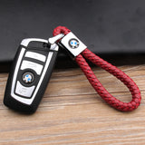 BMW Logo PU Leather Braided Rope Car Keychain
