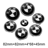 7PCS BMW 1 3 5 7 Series Car Front Hood Sticker Rear Emblem Badge Car Steering Wheel Sticker Wheel Center Hub Cap