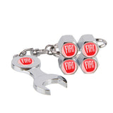 4pcs/set Fiat 500 Logo Car Air Valve Stem Cap Auto Tyre Valve Covers with Wrench