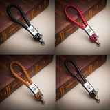 Suzuki Logo PU Leather Braided Rope Car Keychain