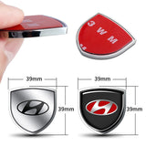 2pcs 39x39mm Hyundai Shield Metal Car Window Sticker Emblem Badge Decal