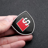 2pcs 39x39mm Audi Sline Shield Metal Car Window Sticker Emblem Badge Decal
