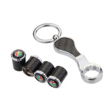 4pcs/set Alfa Romeo Logo Carbon Fiber Car Air Valve Stem Caps Auto Tyre Valve Covers with Wrench