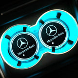 2pcs Mercedes Benz AMG Logo Car Water Coasters 7-color LED Light Cup Mat Holder
