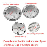 7PCS BMW 1 3 5 7 Series Car Front Hood Sticker Rear Emblem Badge Car Steering Wheel Sticker Wheel Center Hub Cap