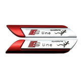2pcs Audi Sline Logo Metal Car Side Sticker Emblem Badge Decal Auto Body Decoration