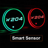 2pcs Mercedes Benz W124 W140 W168 W176 W203 W204 W205 W212 W213 W214 W215 Logo Car Water Coasters 7-color LED Light Cup Mat Holder