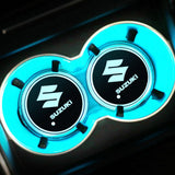 2pcs Suzuki Logo Car Water Coasters 7-color LED Light Cup Mat Holder