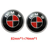 2PCS BMW Logo X1 X3 X5 X6 1 3 5 7 Series 82mm Car Front Hood Sticker 74mm Auto Trunk Emblem Rear Badge Decal
