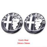 2pcs 7.4cm Alfa Romeo Car Front Hood Grille Sticker Auto Rear Emblem Badge Decal