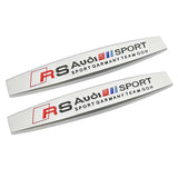 2pcs Audi RS Sline Motorsport Logo Metal Car Fender Side Badge Decal Rear Emblem Sticker