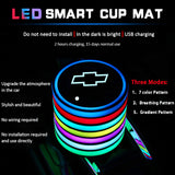 2pcs Chevrolet Logo Car Water Coasters 7-color LED Light Cup Mat Holder