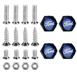 4pcs/set Ford Logo Stainless Steel Car License Plate Bolts